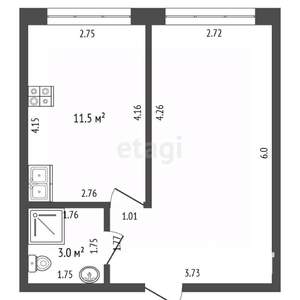 1-к квартира, вторичка, 33м2, 2/3 этаж