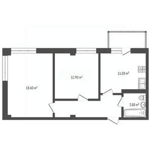 2-к квартира, вторичка, 55м2, 3/8 этаж