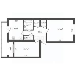 2-к квартира, вторичка, 57м2, 5/5 этаж