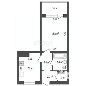 1-к квартира, вторичка, 31м2, 6/9 этаж