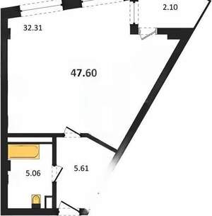 Студия квартира, вторичка, 48м2, 5/5 этаж