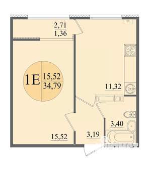 1-к квартира, вторичка, 35м2, 7/12 этаж