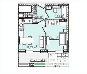 1-к квартира, строящийся дом, 28м2, 5/5 этаж