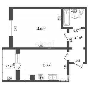 1-к квартира, вторичка, 44м2, 9/10 этаж