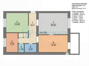 3-к квартира, вторичка, 70м2, 3/3 этаж