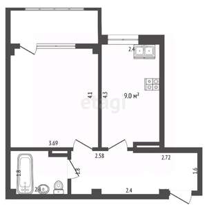 1-к квартира, вторичка, 38м2, 4/5 этаж