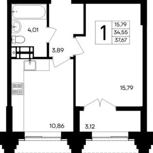 1-к квартира, вторичка, 38м2, 8/9 этаж
