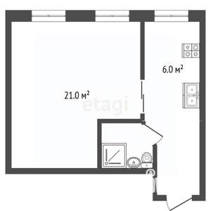 1-к квартира, вторичка, 31м2, 2/2 этаж