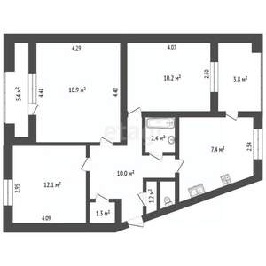 3-к квартира, вторичка, 68м2, 5/5 этаж