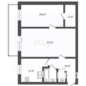 2-к квартира, вторичка, 44м2, 5/5 этаж