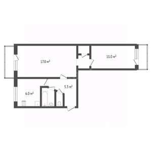 2-к квартира, вторичка, 45м2, 3/5 этаж