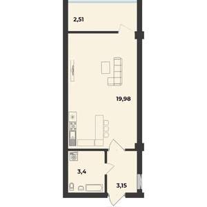 Студия квартира, строящийся дом, 29м2, 5/10 этаж