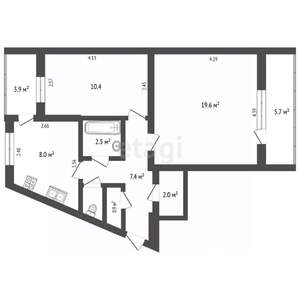 2-к квартира, вторичка, 57м2, 2/5 этаж