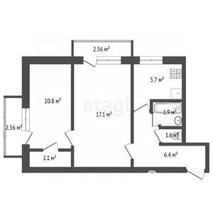 2-к квартира, вторичка, 48м2, 5/5 этаж