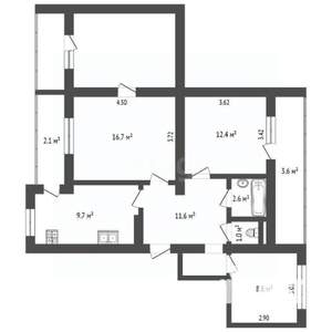 4-к квартира, вторичка, 76м2, 1/10 этаж