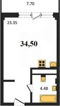 Студия квартира, вторичка, 35м2, 4/5 этаж