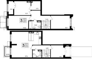 3-к квартира, строящийся дом, 119м2, 1/9 этаж