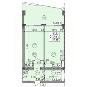 2-к квартира, строящийся дом, 68м2, 3/9 этаж