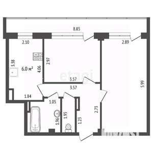 2-к квартира, вторичка, 47м2, 5/5 этаж