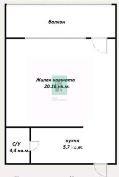 1-к квартира, вторичка, 32м2, 2/2 этаж