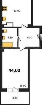 1-к квартира, вторичка, 44м2, 5/8 этаж