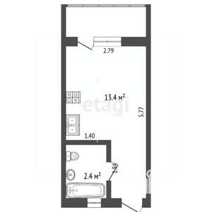 Студия квартира, вторичка, 19м2, 2/2 этаж