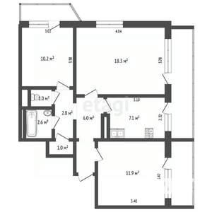 3-к квартира, вторичка, 61м2, 8/12 этаж
