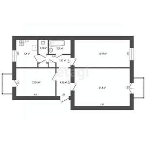 3-к квартира, вторичка, 74м2, 3/3 этаж