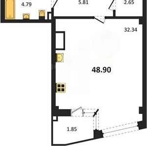 Студия квартира, вторичка, 49м2, 2/5 этаж