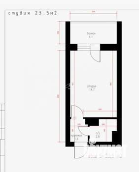 Студия квартира, вторичка, 30м2, 1/6 этаж