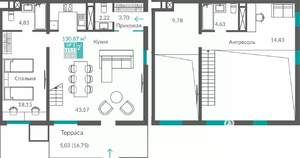 2-к квартира, строящийся дом, 106м2, 1/12 этаж