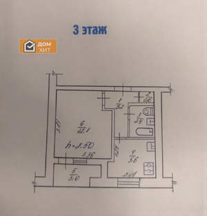 1-к квартира, вторичка, 30м2, 3/5 этаж