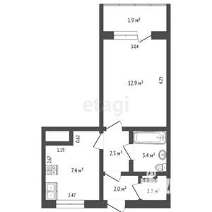 1-к квартира, вторичка, 30м2, 1/9 этаж