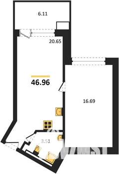 2-к квартира, вторичка, 47м2, 3/4 этаж