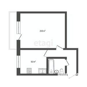 1-к квартира, вторичка, 33м2, 1/6 этаж