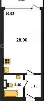1-к квартира, вторичка, 29м2, 4/10 этаж