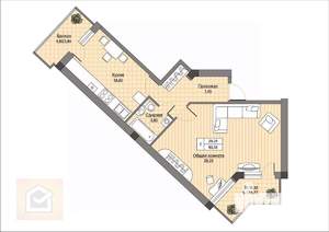 1-к квартира, вторичка, 64м2, 1/5 этаж