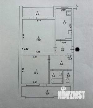 2-к квартира, вторичка, 57м2, 3/9 этаж