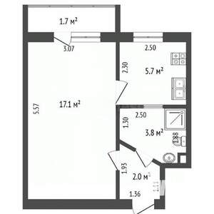 1-к квартира, вторичка, 33м2, 5/5 этаж