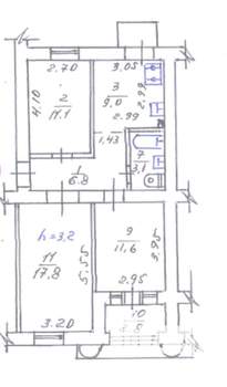 3-к квартира, вторичка, 63м2, 2/3 этаж