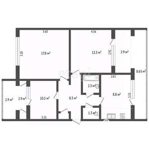 3-к квартира, вторичка, 71м2, 3/5 этаж