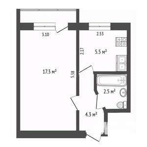 1-к квартира, вторичка, 30м2, 5/5 этаж