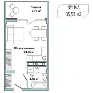 1-к квартира, вторичка, 35м2, 3/5 этаж