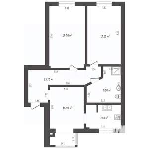 3-к квартира, вторичка, 85м2, 2/3 этаж