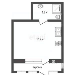 Студия квартира, вторичка, 20м2, 1/2 этаж