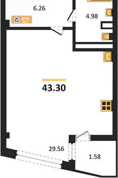 1-к квартира, вторичка, 43м2, 2/5 этаж