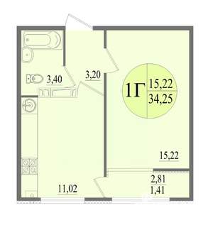 1-к квартира, вторичка, 34м2, 9/10 этаж