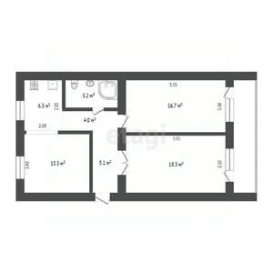 3-к квартира, вторичка, 68м2, 2/2 этаж