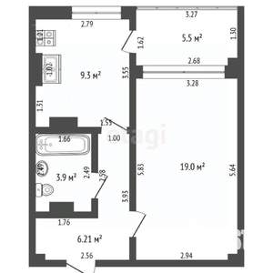 1-к квартира, вторичка, 38м2, 6/12 этаж