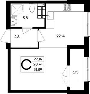 Студия квартира, строящийся дом, 32м2, 9/9 этаж